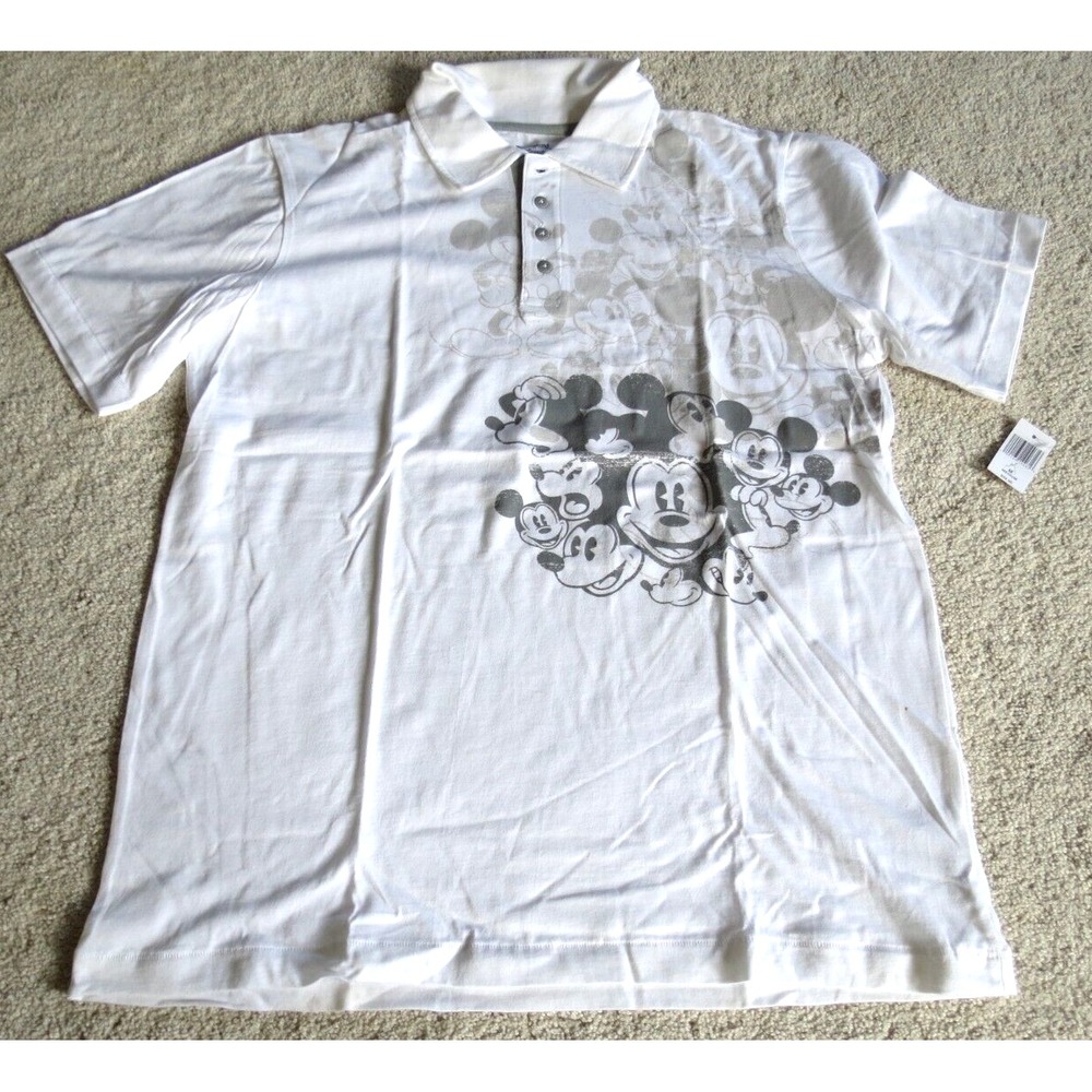 Disney World Mickey Expressions Polo Shirt Mens Medium White New